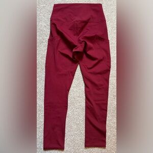 EVER Sweatflow High Rise Active Leggings Burgundy Side Pocket Size Large